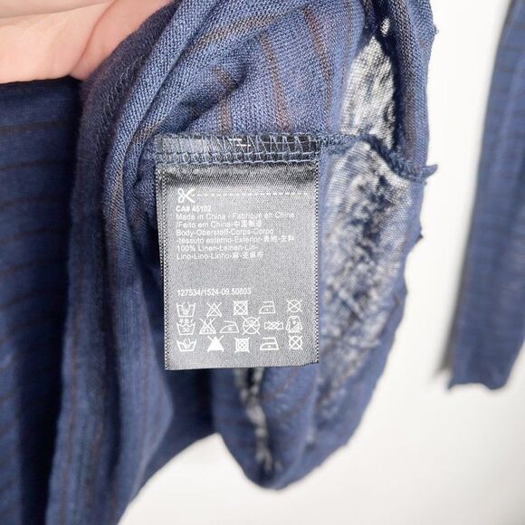 MAISON SCOTCH SCOTCH & SODA Linen Stripe Long Sleeve Blue Black Top Size…  - Picture 4 of 8